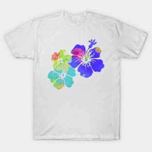 PixDezines Aloha Hibiscus, Purple, Lime, Aqua T-Shirt